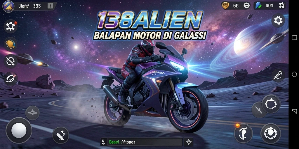 Screenshot gameplay 138ALIEN menampilkan balapan motor yang mendebarkan.