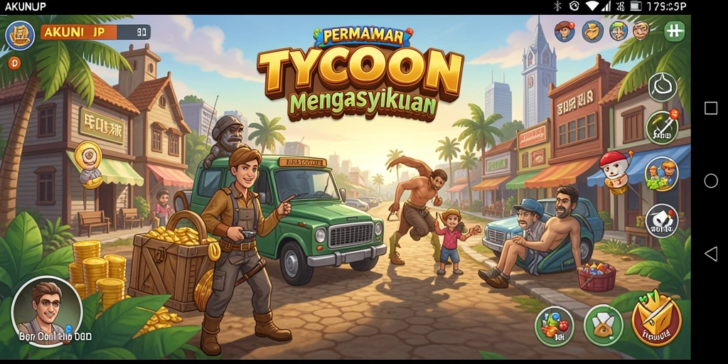 Screenshot gameplay AKUNJP yang menunjukkan aksi seru Tycoon.