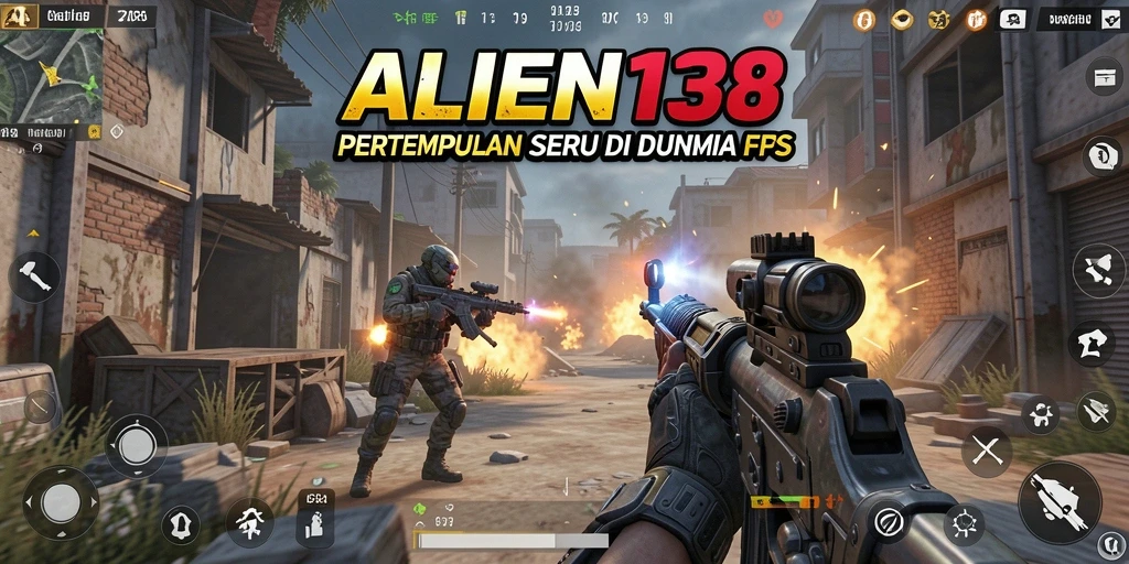 Screenshot menunjukkan intensitas pertempuran di ALIEN138 dengan aksi gameplay FPS yang seru.