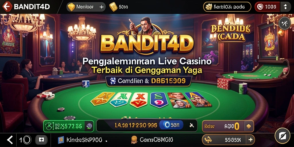 Tangkapan layar gameplay langsung BANDIT4D menampilkan dealer profesional dan suasana kasino yang mendebarkan.