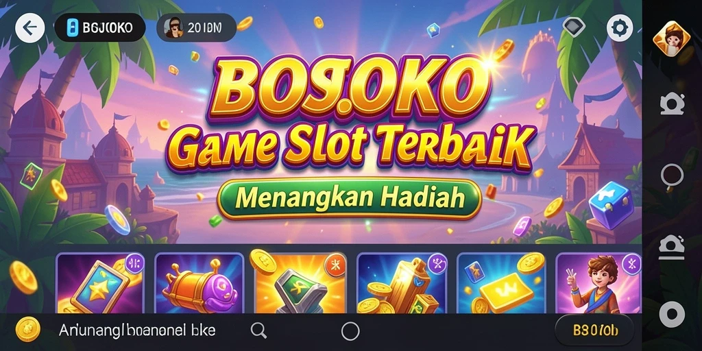 Screenshot gameplay BOSJOKO yang menakjubkan dengan mesin slot aktif.