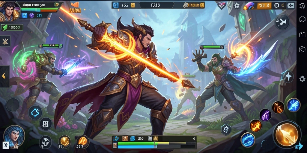 Tangkapan layar gameplay F32 menampilkan aksi seru di arena MOBA.