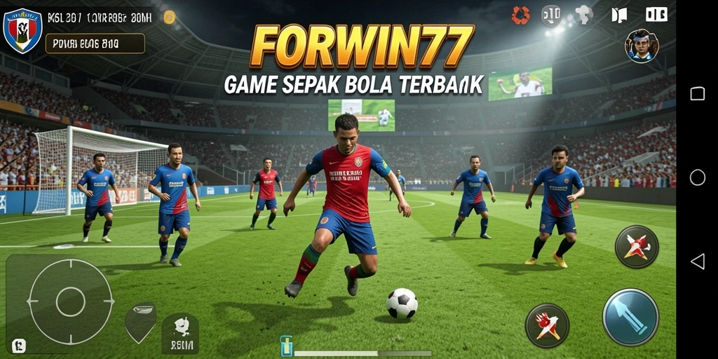 Tampilan utama gameplay FORWIN77 dengan aksi seru di lapangan.