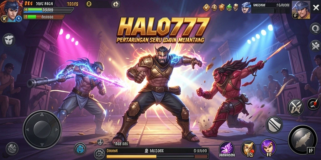 Gameplay HALO777 dengan pertarungan yang penuh aksi di arena.