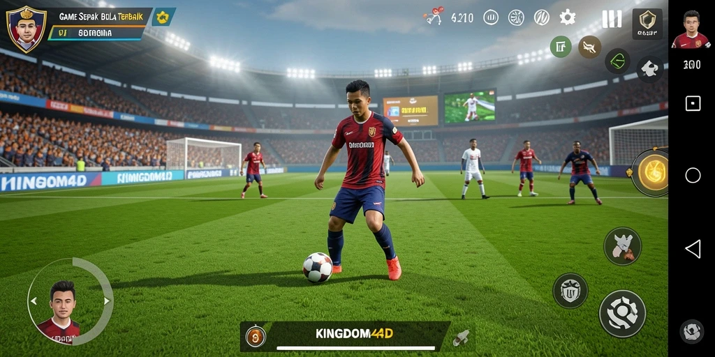 Screenshot gameplay <strong>KINGDOM4D</strong> yang menunjukkan aksi menegangkan dalam sepak bola.