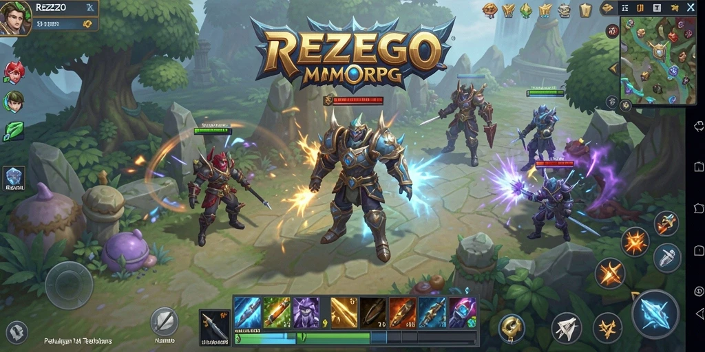 Tampilan gameplay seru dalam REZEGO, menjelajahi dunia MMORPG yang luas.