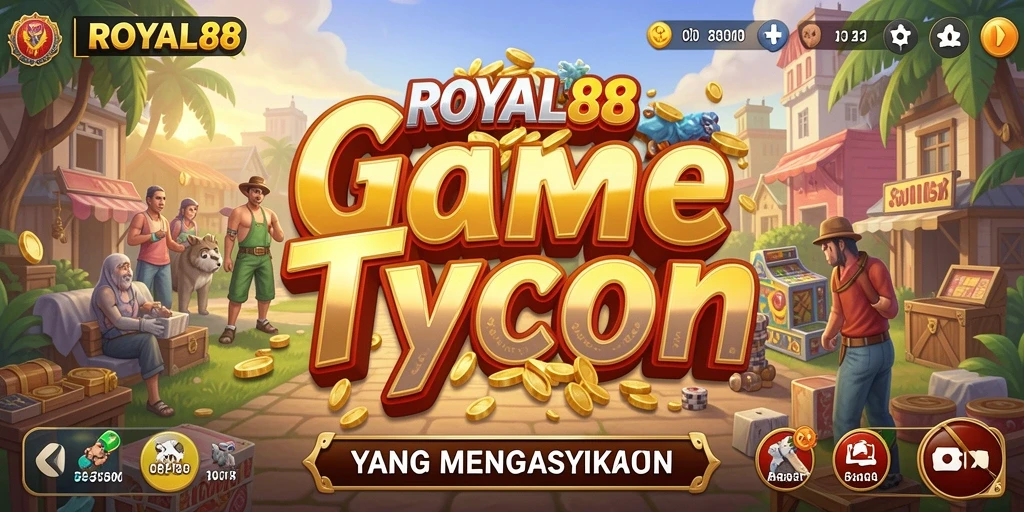 Screenshot gameplay ROYAL88 menunjukkan elemen manajemen bisnis yang menarik.