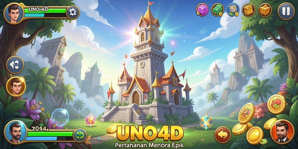 Gameplay menara pertahanan yang menegangkan di UNO4D.