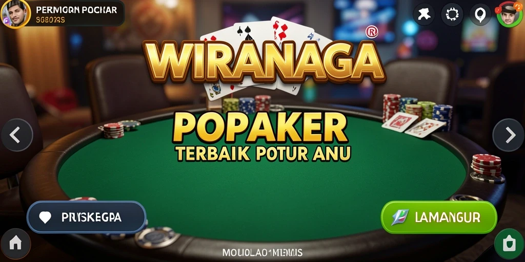 Screenshot utama WIRANAGA menampilkan momen seru permainan Poker.